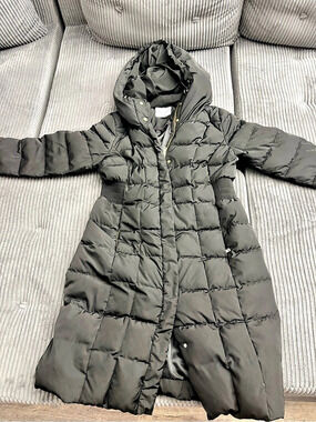 Cole Haan Hooded Long Puffer Coat Black Large